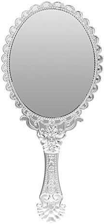 AKKIS Osvijetljeno ogledalo za šminkanje srebro Vintage ogledalo cvjetno Repousse ovalno okruglo šminkanje ručno držanje ogledalo
