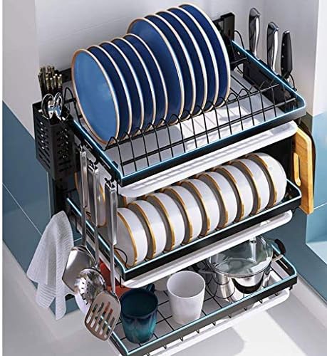 Stalak za odvod od slame - troslojni stalak za odvod od nerđajućeg čelika, crni, može se koristiti u kuhinji, praktičniji