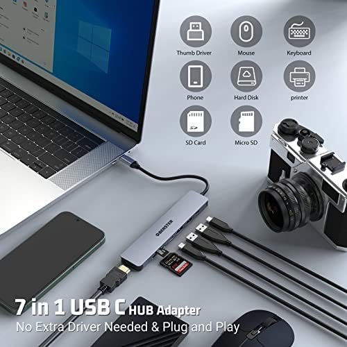 USB C Hub, 7 U 1 USB C Adapter sa 4K HDMI, USB C 3.0, 2 USB 3.0 porta, 100w PD, SD/TF čitač kartica USB C Dock kompatibilan sa Thunderbolt
