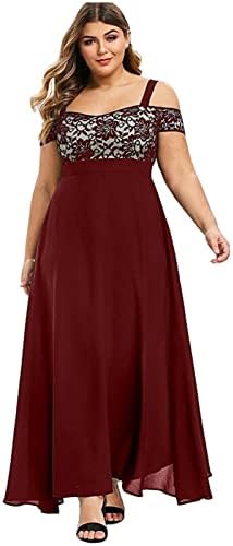 Adhowbew party haljine za žene čipka hladne rameni šifon maxi haljina elegantna plus veličina visoka klizna haljina