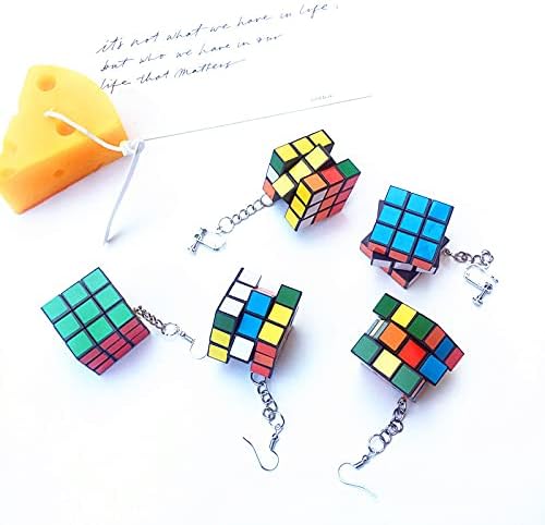 Handmade Creative slatka prava magija kocka Dangle naušnice ličnost Puzzle Cube Play Cartoon Funny Earrrings za žene djevojke Punk