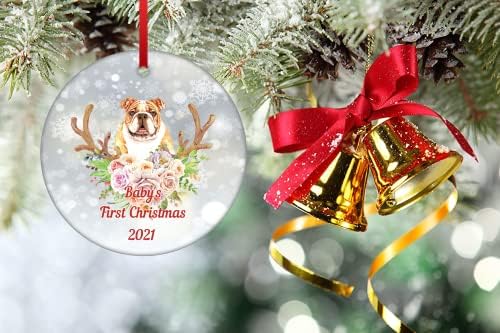Engleski buldog Božić Ornament prvi Božić viseći Ornament Božić ukras stabla pas Božić Ornament Baby prvi Božić Ornament 2021 čarape