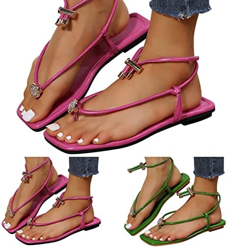 Sandale za žene Udobne dame Modni ljetni u boji kože od kože od kapice Flip Flops Sandale na plaži Ležerne sandalne cipele