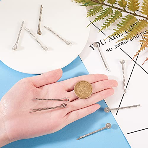 Liqunsweet 50 kom 2 metalna kosa bobby pin nalazi Platinum srebrne boje ukosnice sa ljepilom na jastučićima baza za DIY Hair Accessoris