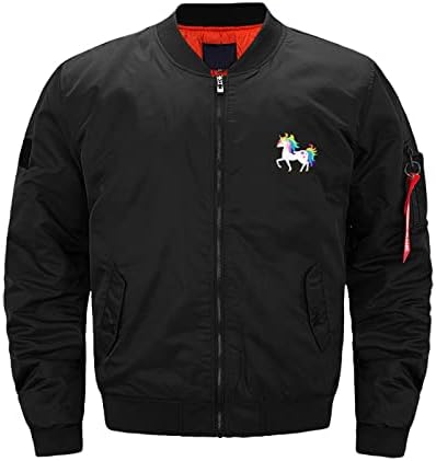 Slatka Rainbow Unicorn Bomber Jacket Casual Flight Jacket Windbreaker Coat Outwear za muškarce i žene
