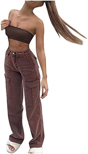 Keusn Trendne hlače za žene plus veličine prevelike vrećice padobranske pantalone višestruki džepovi labave vrećastog pantalona u