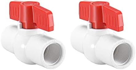 Uxcell PVC kuglasti ventil dovodna cijev dugme sa navojem krajevi 1/2 Unutrašnji prečnik rupe Crveno Bijeli 2 kom