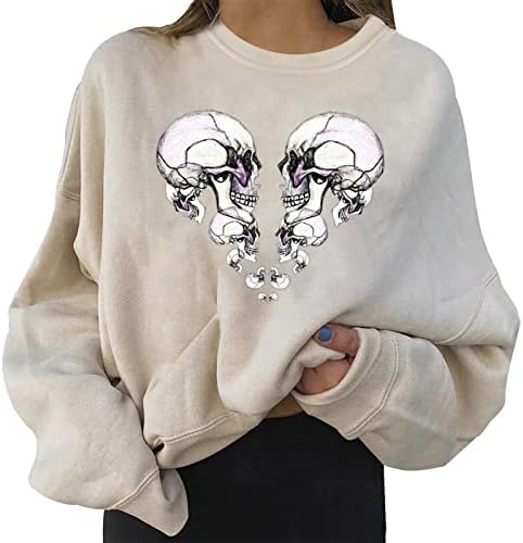 Dukseri za Halloween za žene casual crewneck dugih rukava Print pulover Top Woman Fleece dukserice