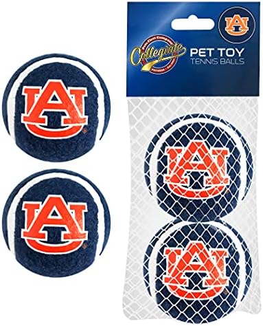 Kućni ljubimci Prvi NCAA Auburn Tigers Teniske kuglice za pse i mačke - 2 komada set sa logotipom u vibrantnoj grupi