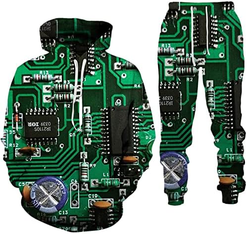 Elektronski čip 3D tiskane kapuljače za tiskovine Set Muškarci Žene Ležerne prilike Harajuku Sportski habanje Hiphop Hoody Treacsuit