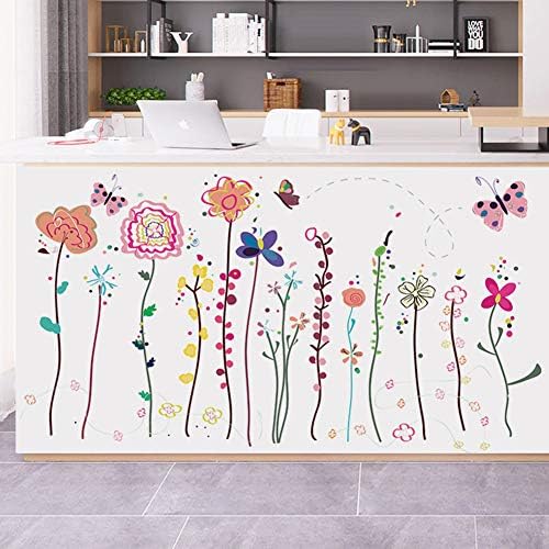 Šareni cvjetni zidni naljepnice Leptir Ogulje i stick zidne naljepnice Mural Art za djevojke Dječja dječja spavaća soba Dječja soba Dječji rasadnici Djelo Dekor