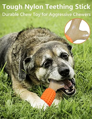 Schitec Dog žvakaća igračka za agresivne žvakače, teški veliki najlon i gumeni štap za zube sa stvarnim javorom od javora za veliku
