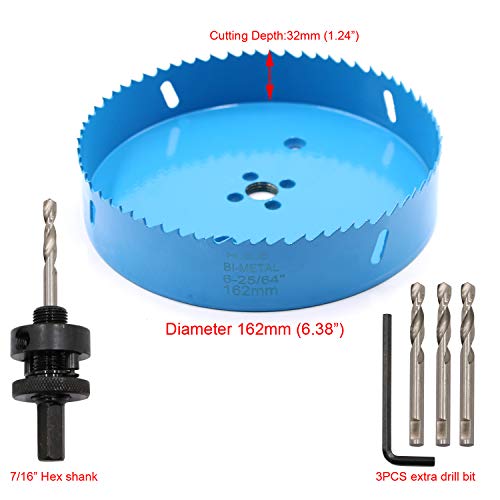 JIECHENG 162mm pila za rupe od 6-3 / 8 inča sa trnom i Pilot svrdlom, za Downlight, ugradno svjetlo,svjetlo za limenke i drugo drvo,