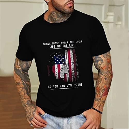 Ubst Muns vojnik kratkih rukava Patriotske majice, ljetna američka zastava Ispis Crewneck Neovisnosti Dan Ležerne prilike