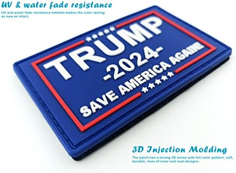 QQSD Trump 2024 Zastava zastava Spremite Amerikanac ponovo Taktički zakrpa - PVC zakrpa za pričvršćivanje i petlje, 2 pakovanje