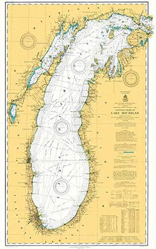Jezero Michigan - 1909 - Poster Mape Nautičke Karte