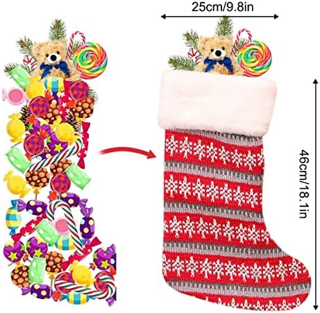Magalava Božićne čarape 18 Veliki burlap Xmas čarape Dugi ručni pleteni Snowman Reindeer Snowflakes Božićni ukras i za ukrašavanje