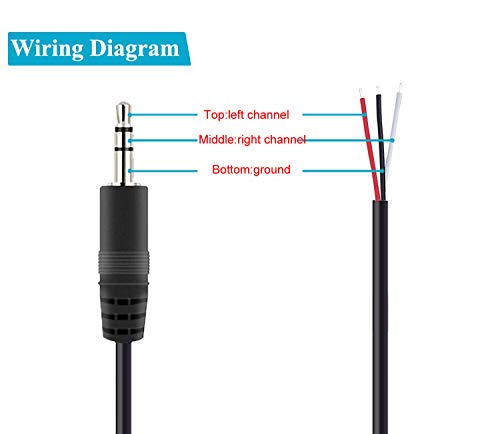 5kom 3.5 mm muški utikač na golu žicu, 3.5 mm priključak za priključak na golu žicu otvorenog kraja TRS 3-polni Stereo Audio kabl