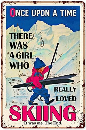 Wzvzgz Funny Metal tin znak zidni dekor Vintage skijanje smeđe kose djevojka metalni Poster plakete za dom dnevni boravak kuhinja