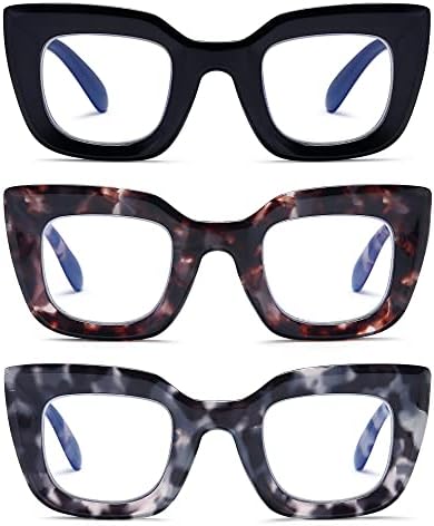 DUMOK naočare za čitanje za žene, blokiranje plavog svjetla 3 čitači paketa Fashion Cat Eye Anti Eyestrain LHJ205