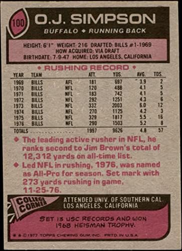 1977.Pod # 100 O.J. Simpson Buffalo Bills VG računi