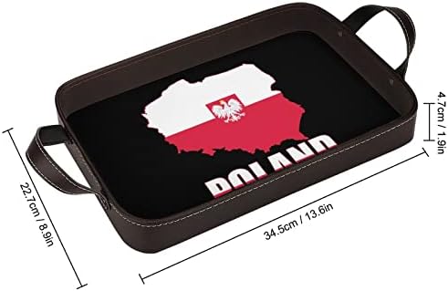 Poljska Karta Zastava PU Kožna posluživanje nosača elegantna tablica Decor Parfem Organizator sa ručkama