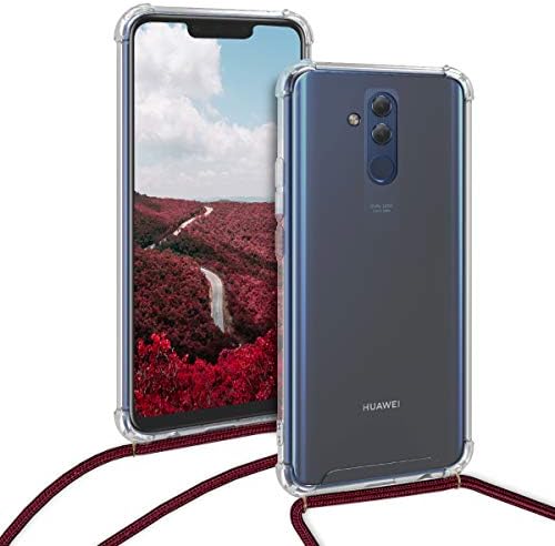 KWMobile Crossbody Case kompatibilan sa Huawei Mate 20 Lite Case - Clear TPU telefon s kablom za vrpce - tamno crvena