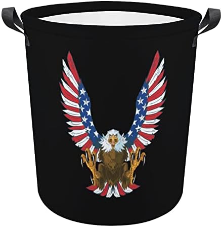 USA Bald Eagle korpa za veš sa ručkama okrugla sklopiva korpa za veš za ostavu za spavaću sobu kupatilo
