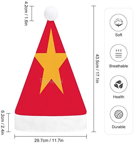Božić Santa šešir, Vijetnam Zastava Božić Holiday šešir za odrasle, Unisex Comfort Božić kape za Novu godinu svečani kostim Holiday