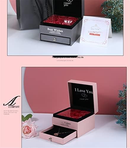 N / A Zaljubljeni Dan nakit nakit poklon kutija Rose ogrlica dvostruka kutija za ladicu Blowt poklon za mami djevojke poklone