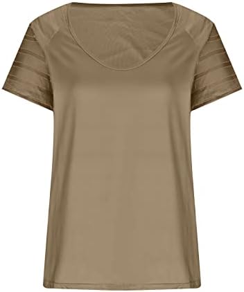 Ljetne tineže za žene modni čvrsti boju kratki rukav na vrhu ljesto udobnog V izrez casual bluze s majicama pulover