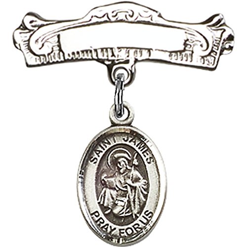 Sterling Silver Baby Badge sa St. James the Greater Charm i lučnim poliranim iglom za značku 7/8 X 7/8 inča