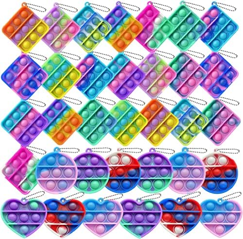 Nuenun 120pcs Slučajni kolor mini stisak Pop mjehuriće Fidget Sentory igračke, mini ključ za omot Mali ublažavanje anksioznog stresa