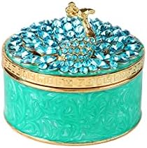 Furuida paun trinket kutija sa šarkim kristalnim emajliranim ukrasnim ukrasnim nakitnim prstenom Kutija ručno oslikani obrtni pokloni