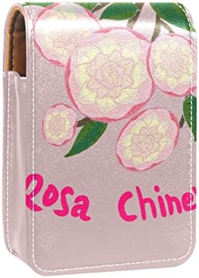 ORYUEKAN ruž za usne sa ogledalom slatka prenosiva torba za šminkanje kozmetička torbica, Pink Camellia Retro Floral