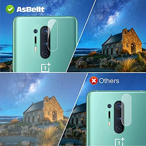 AsBellt Zaštita ekrana za kaljeno staklo OnePlus 8 Pro sa zaštitom sočiva kamere, 1 kom 3d staklena Zaštita ekrana+2 staklena zaštita kamere [senzor otiska prsta kompatibilan]