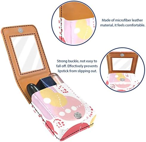 ORYUEKAN Mini torba za šminkanje sa ogledalom, torbica za kvačilo od umjetne kože futrola za ruževe, Crtić Pink Polka Dot Lovely Pattern