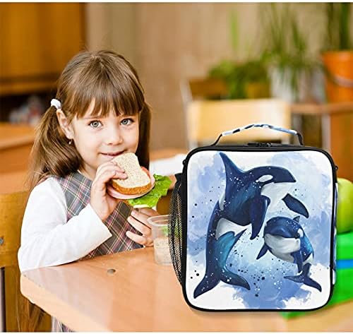 Izolovana torba za ručak kit ubica okean akvarel prenosiva kutija za ručak sa patentnim zatvaračem torba za ručak hladnjača sa podesivim