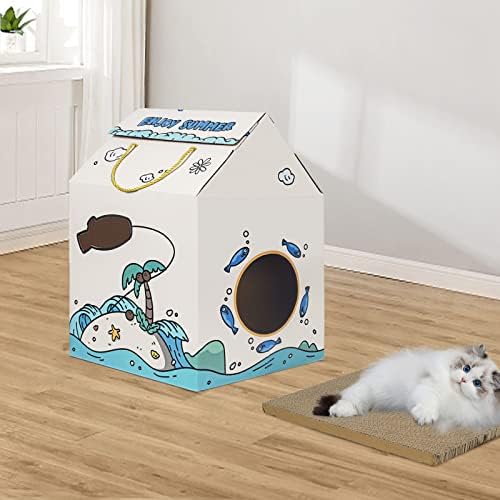 Kartonska kuća za mačke & amp; ploča za grebanje za mačke MARBOO krevet za mačke koji se može reciklirati i ekološki prihvatljiva