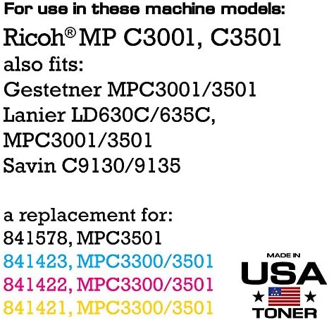 Proizvedeno u SAD-u zamjena za TONER kompatibilna za Ricoh MP C3001, MP C3501, MPC3001, MPC3501, Savin C9130 C9135-Crna 22.500-boja