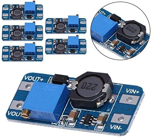 Uiotec 5kom MT3608 2A DC-DC pojačalo za primjenu pojačivača snage 5V do 9V 12V 28V za Arduino