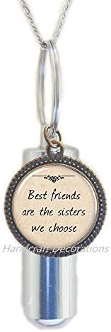 Poklon za prijatelja za prijatelja Kremat Urn ogrlica Najbolji prijatelji su sestre koje biramo kremiranje urnu ogrlicu Staklo Foto