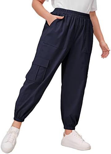 Švedske pantalone za žene s elastičnim strugovima plus veličine pokreće jogger dukseve sa džepovima