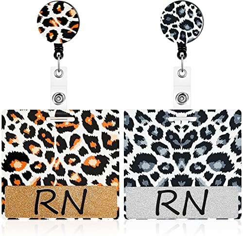 2 kom registrovana medicinska sestra Rn Glitter Badge Buddy Leopard horizontalni držač značke gepard Print Rn medicinska sestra značka