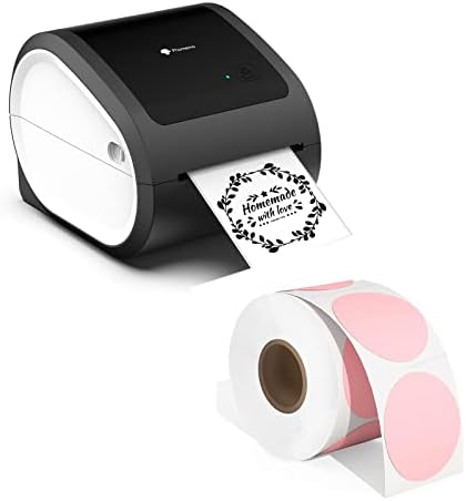 Phomemo štampač naljepnica za otpremu Bluetooth štampač termalnih naljepnica sa 750 kom roze 2 Round Thermal Label Roll