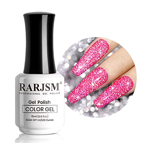 RARJSM Reflective Gel lak za nokte Hot Pink Glitter Gel za nokte Neonski Flash Diamond Sparkle Gel za lakiranje za upijanje UV očvršćavanja