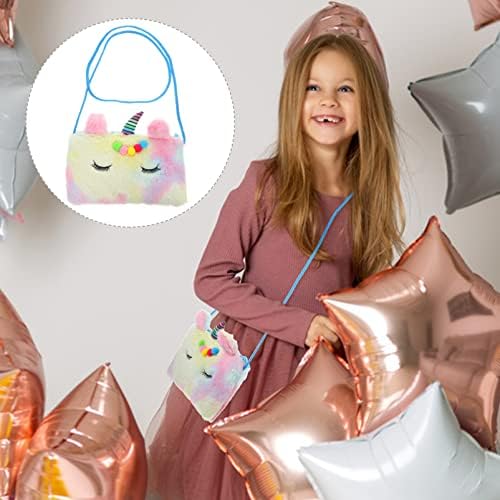 Cabilock Unicorn Crossbody torbica mini plišana životinjska torba na ramenu torbica za jednorog rođendana poklon šaren