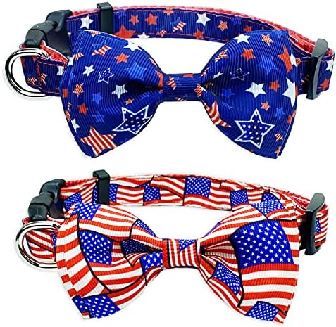 4. jula ovratnik za pse sa kravate sa lukom, američki dan nezavisnosti Patriotski ovratnik za male srednje velike pse kućni ljubimci