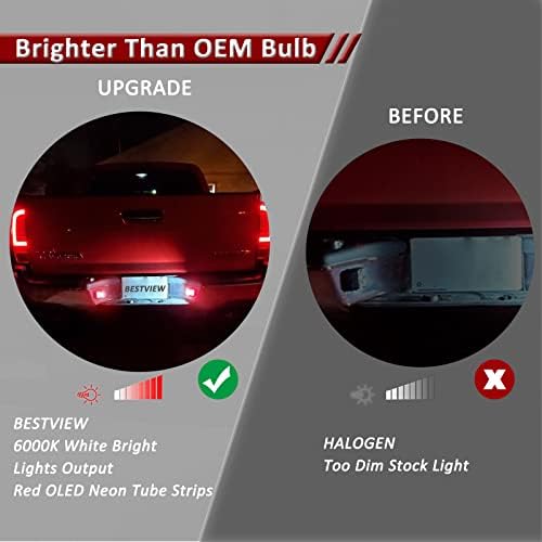 Bestview LED registarske tablice lampa za montažu - svjetla za oznake Led sa crvenom OLED neonskom cijevi - kompatibilno sa Chevy