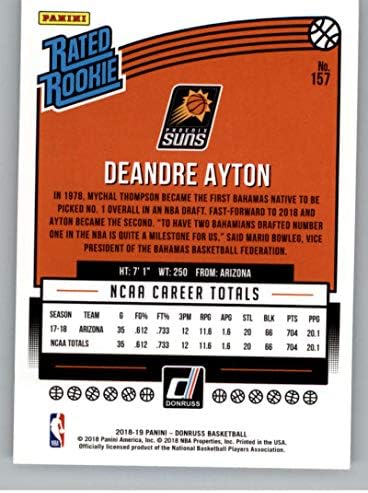 2018-19 Donruss 157 Deandre Ayton ocijenjen Rookie Rc Rookie Phoenix Suns NBA košarkaška trgovačka kartica